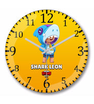 Brawl Stars Shark  Leon  Duvar Saati Bombeli Gercek Cam