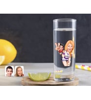BK Gift Kişiye Özel Renkli Baskılı Sevgililer Karikatürlü Vodka Bardağı-30 (Beyaz)