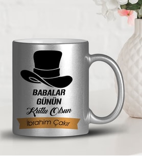 BK Gift Kişiye Özel Babalar Günü Temalı Gümüş Yaldızlı Kupa Bardak 24428
