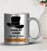 BK Gift Kişiye Özel Babalar Günü Temalı Gümüş Yaldızlı Kupa Bardak 24428