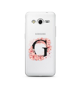 Pembe Çiçekli Harf Tasarım Süper Şeffaf Silikon Telefon Kılıfı Samsung Core 2 G-