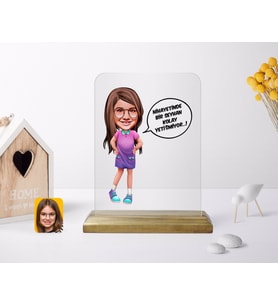 BK Gift Kişiye Özel Kız Çocuk Kolay Yetişmiyor Karikatürlü Ahşap Standlı Çerçeve-5 (Beyaz)