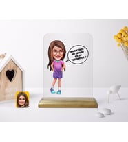 BK Gift Kişiye Özel Kız Çocuk Kolay Yetişmiyor Karikatürlü Ahşap Standlı Çerçeve-5 (Beyaz)