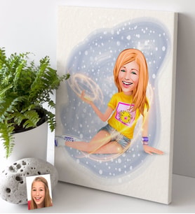 BK Gift Kişiye Özel Bayan Karikatürlü Kanvas Tablo 30x50cm -42