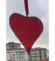 Markakanvas Kırmızı Kalp cam vitray 11x11cm