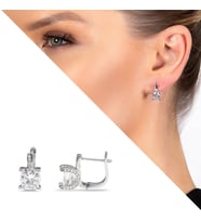 Zirkon Tek Taşlı "U" Tasarım 925 Ayar Gümüş Kadın Küpe