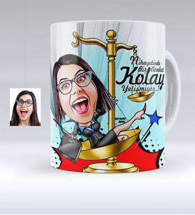 BK Gift Kişiye Özel Bayan Avukat Karikatürlü Beyaz Kupa Bardak  4