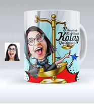 BK Gift Kişiye Özel Bayan Avukat Karikatürlü Beyaz Kupa Bardak  4
