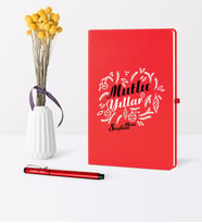 BK Gift Kişiye Özel Yılbaşı Mutlu Yıllar Temalı Kırmızı Defter Kalem Seti - 4