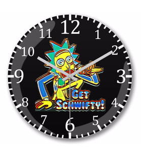 Rick And Morty Get Schwifty Duvar Saati Bombeli Gercek Cam