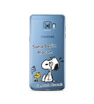 Snoopy Tasarımlı Süper Şeffaf Silikon Telefon Kılıfı Samsung C5 Pro  