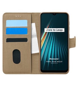Microsonic Realme 5i Kılıf Fabric Book Wallet Gold