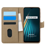 Microsonic Realme 5i Kılıf Fabric Book Wallet Gold