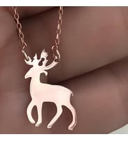 Geyikli Gümüş Kolye Özel Gün Hediyesi Doğum Günü Hediyesi (Rose)