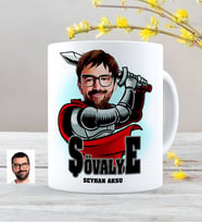 BK Gift Kişiye Özel Şövalye Karikatürlü Kupa Bardak - 1