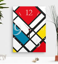 BK Gift Kişiye Özel Mondrian Ahşap Tablo Duvar Saati-3 (Çok Renkli)