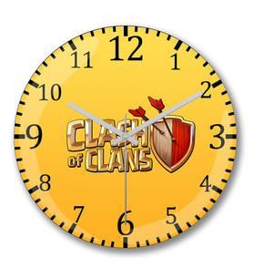 Clash of Clans 2 Duvar Saati Bombeli Gercek Cam