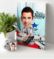 BK Gift Kişiye Özel Bay Kaptan Pilot Karikatür Kanvas Tablo 30x50cm 1