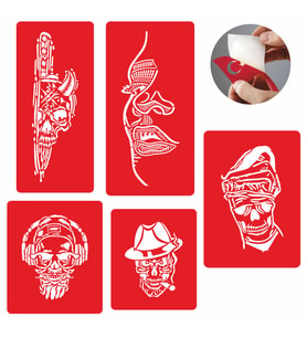 Korkusuz Kuru Kafa Modeller Şablon Seti Tattoo Dövme SPREYSİZ