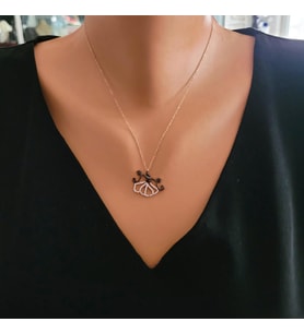 925 Ayar Rose Gümüş Mevlana ve Vav Modeli Kolye
