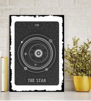 Yıldız Tarot Kart Tasarım 4 Boy Seçenekli Hediyelik 8mm Dekoratif  Ahşap Tablo