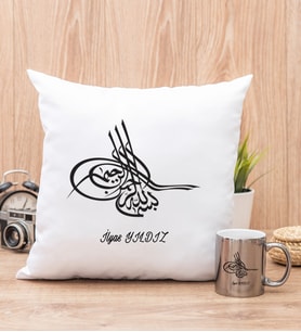 Osmanlı Tuğralı Yastık ve Silver Kupa Bardak