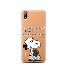 Snoopy Tasarımlı Süper Şeffaf Silikon Telefon Kılıfı Huawei Y5 2019