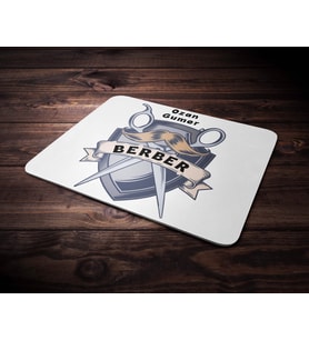Kişiye Özel Berber Tasarımlı Mouse Pad (Renksiz)