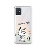Snoopy Tasarımlı Süper Şeffaf Silikon Telefon Kılıfı Samsung A51
