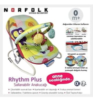 Norfolk Rhythm Titreşimli ve Müzikli Ev Tipi Ana Kucağı Ana Dizi - Tam Yatarlı - Kademeli Sırt Ayarı - Orman Hayvanları Pembe