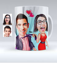 BK Gift Kişiye Özel Sevgililer Karikatürlü Beyaz Kupa Bardak  4