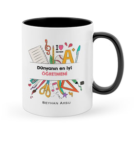 BK Gift Kişiye Özel Dünyanın En İyi Öğretmeni Siyah Kupa Bardak  13