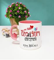 Mesajlı Özel Eğitim Öğretmeni Kupa Bardak Pembe