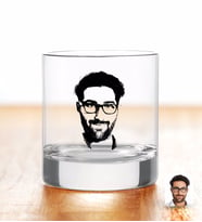 BK Gift Kişiye Özel Renkli Baskılı Erkek Silüet Viski Bardağı-1 (Beyaz)