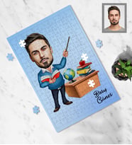 Kişiye Özel Öğretmen Karikatürlü A4 99 Parça Puzzle Bay-1