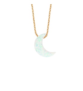 Rose Gold Beyaz Opal Ay Kolye