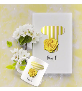 BK Gift Kişiye Özel Harf Tasarımlı Beyaz Defter ve Kupa Hediye Seti-12 (Model 1)