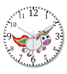 Unicorn Duvar Saati Bombeli Gercek Cam