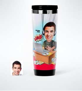 BK Gift Kişiye Özel Bay Gamer Karikatürlü Çelik Termos Bardak  1