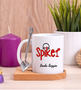 Spiker Ahşap Altlıklı Beyaz Kupa Bardak