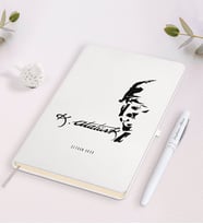 BK Gift Kişiye Özel Atatürk Temalı Beyaz Defter ve Kalem Hediye Seti-21