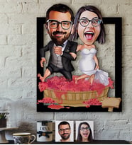 BK Gift Kişiye Özel Evleniyoruz Karikatürlü 3D Ahşap Tablo-10