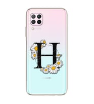 Papatya Harf Tasarım Süper Şeffaf Silikon Telefon Kılıfı Huawei P40 Lite H-Harfi