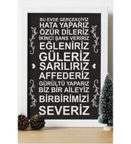 Biz Bu Evde Gerçekçiyiz Hata Yaparız Özür Dileriz Ahşap 24x33 cm Tasarım Çerçeve