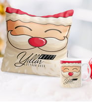 BK Gift Kişiye Özel Yılbaşı Noel Baba Temalı Yastık Kupa Seti - 6