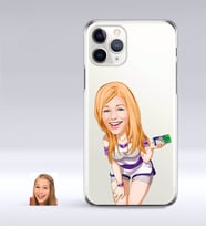 BK Gift Kişiye Özel Bayan Karikatürlü iPhone 11 Pro İnce Şeffaf Silikon Telefon Kapağı-36 (Beyaz)