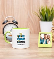 Enerji Sistemleri Mühendisi Yeşil Kupa Bardak ve Yeşil Mini Fotoğraf Çerçevesi