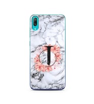 Mermer Çiçekli Harf Tasarım Süper Şeffaf Silikon Telefon Kılıfı Huawei Y7 Pro 20