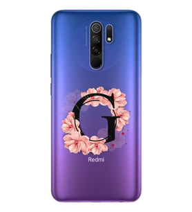 Pembe Çiçekli Harf Tasarım Süper Şeffaf Silikon Telefon Kılıfı Xiomai Redmi 9 G-