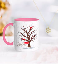 BK Gift Kişiye Özel Yılbaşı Mutlu Yıllar Pembe Kupa ve Kar Tanesi Kolye-25 (Model 1)